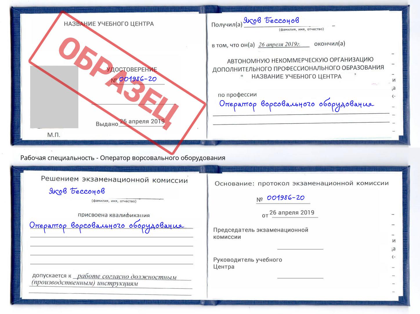 Оператор ворсовального оборудования Миллерово