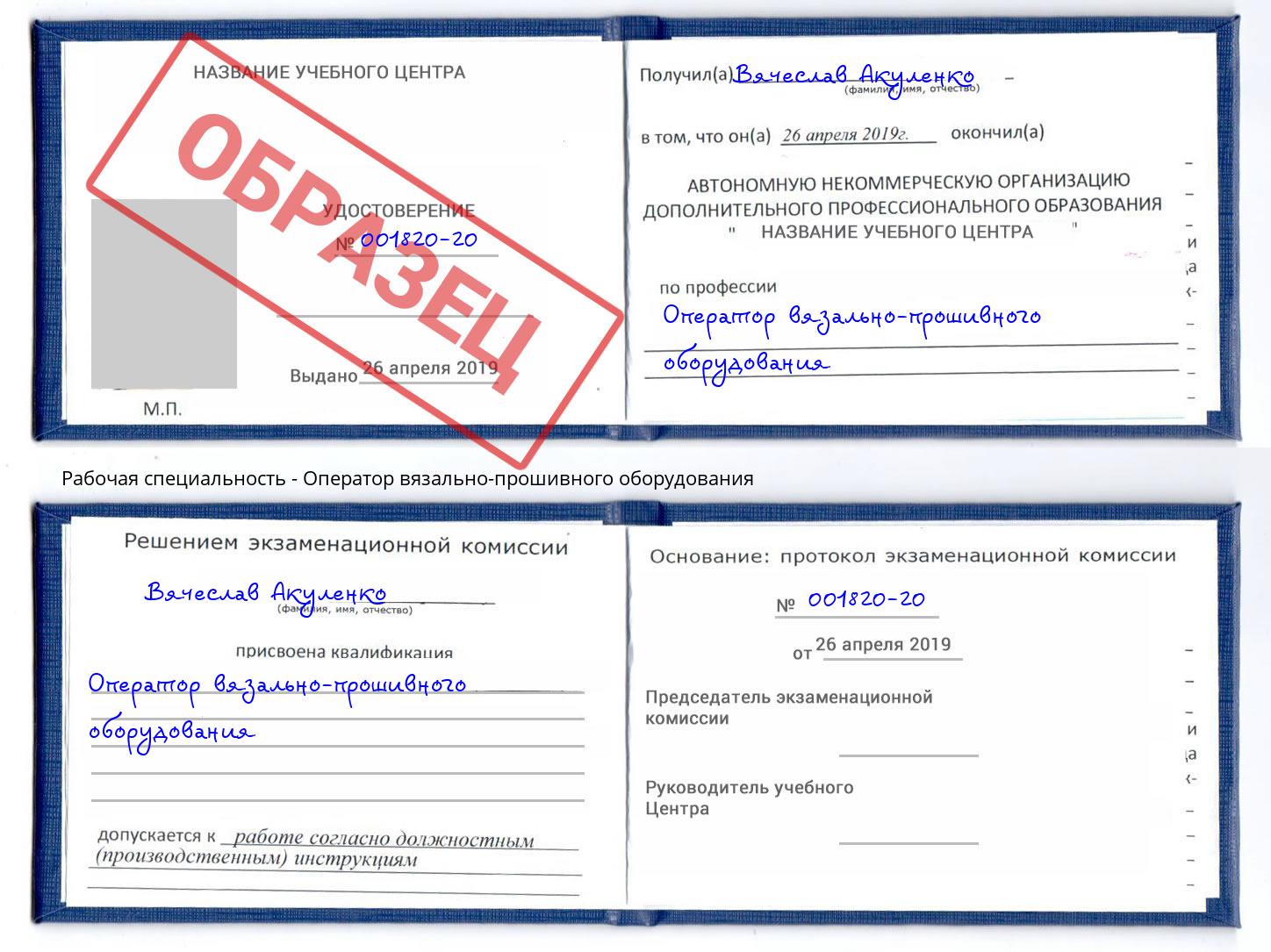 Оператор вязально-прошивного оборудования Миллерово