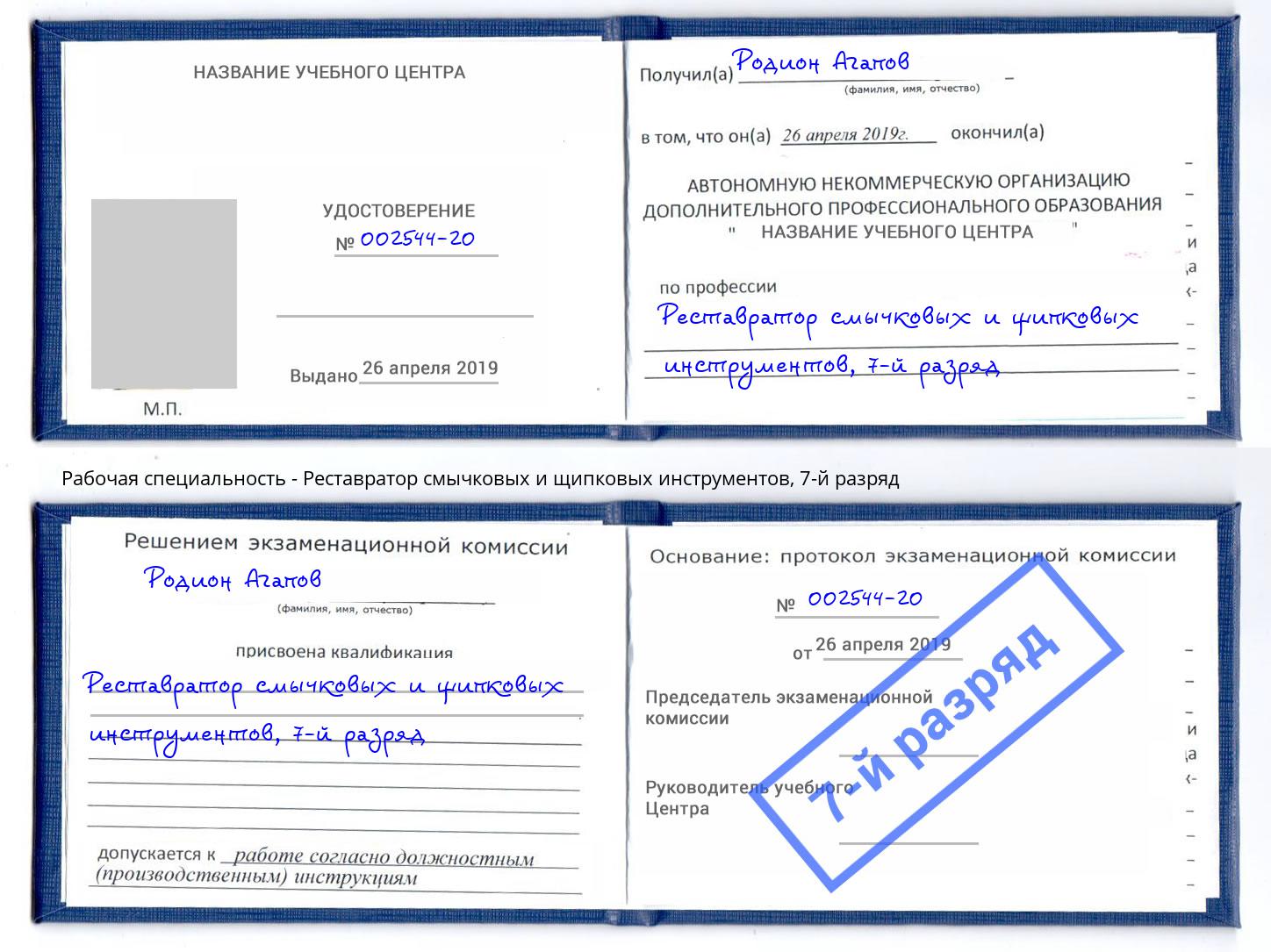 корочка 7-й разряд Реставратор смычковых и щипковых инструментов Миллерово