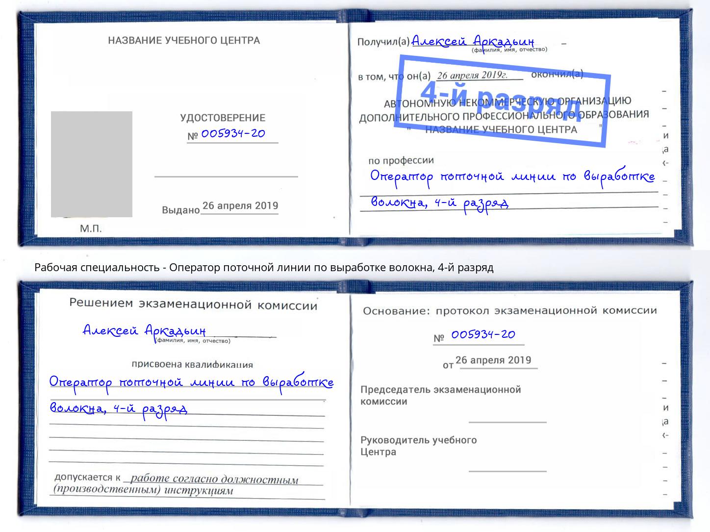 корочка 4-й разряд Оператор поточной линии по выработке волокна Миллерово